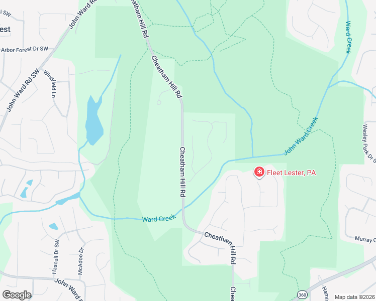 map of restaurants, bars, coffee shops, grocery stores, and more near 1192 Larson Lane Southwest in Marietta