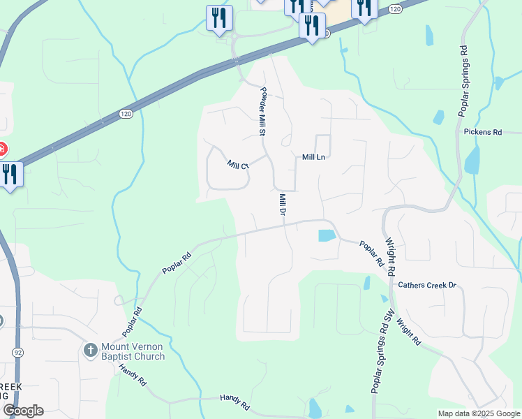 map of restaurants, bars, coffee shops, grocery stores, and more near 735 Poplar Road in Dallas