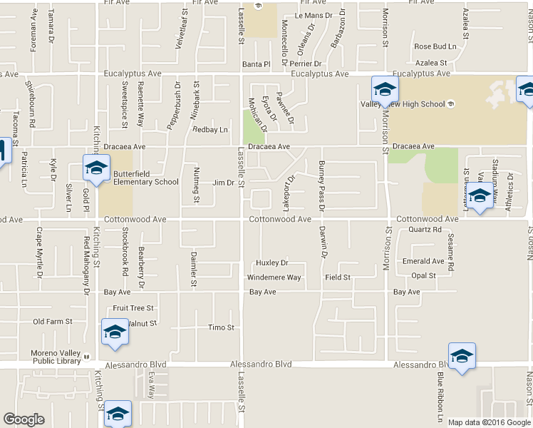 map of restaurants, bars, coffee shops, grocery stores, and more near 26075 Prado Street in Moreno Valley