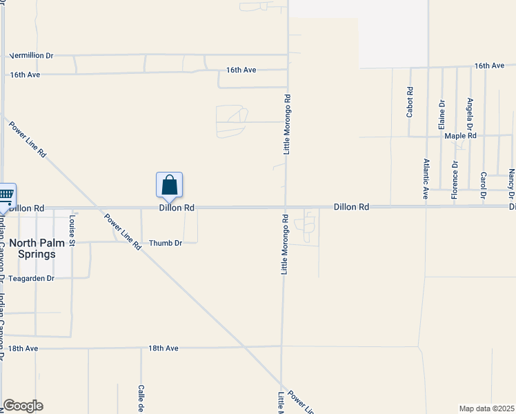 map of restaurants, bars, coffee shops, grocery stores, and more near Dillon Road in NO PALM SPRINGS