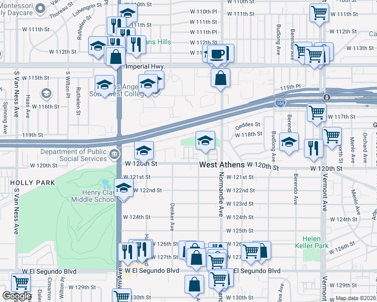 map of restaurants, bars, coffee shops, grocery stores, and more near 11926 Olive Glen Lane in Los Angeles