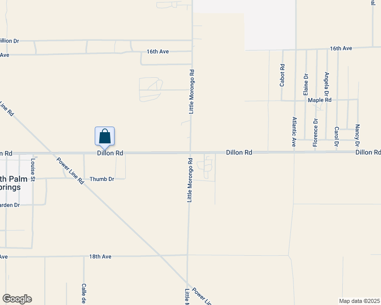 map of restaurants, bars, coffee shops, grocery stores, and more near Dillon Road in Desert Hot Springs