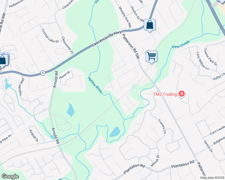 map of restaurants, bars, coffee shops, grocery stores, and more near 75 Holdings Drive in Lawrenceville