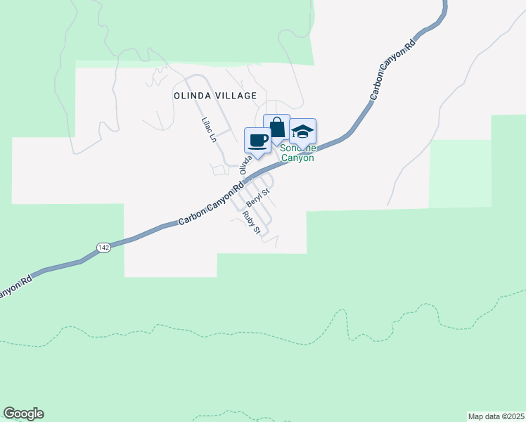 map of restaurants, bars, coffee shops, grocery stores, and more near 5700 Carbon Canyon Road in Brea