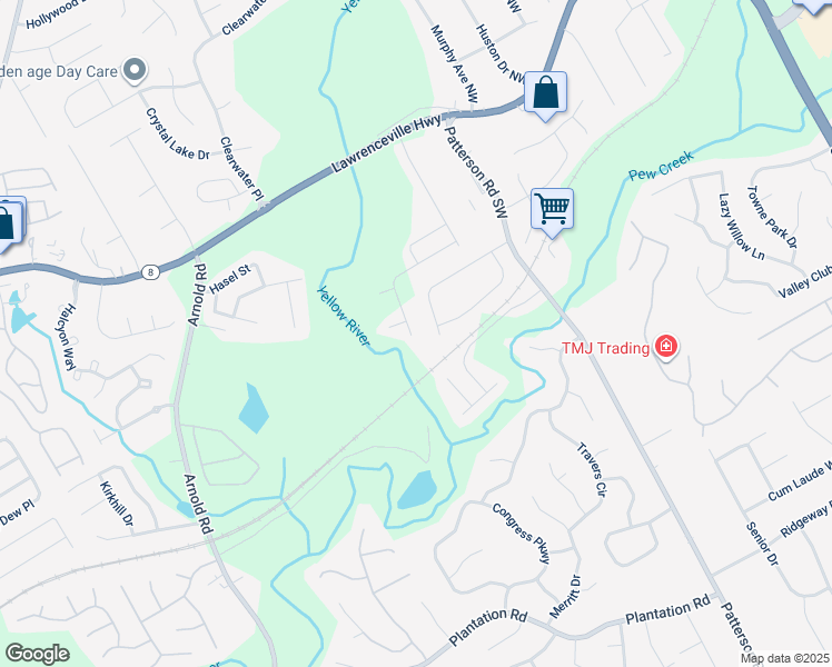 map of restaurants, bars, coffee shops, grocery stores, and more near 5 Holdings Drive in Lawrenceville