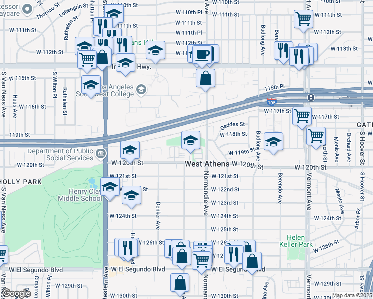 map of restaurants, bars, coffee shops, grocery stores, and more near 11823 Verona Lane in Los Angeles