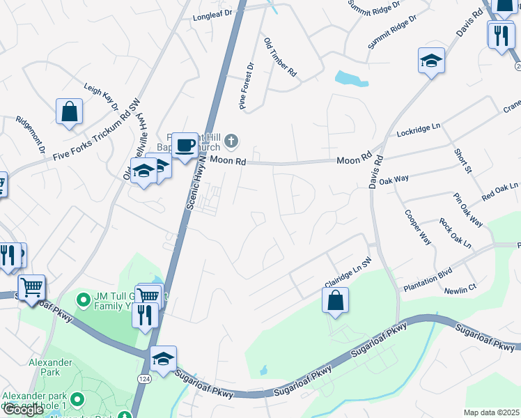 map of restaurants, bars, coffee shops, grocery stores, and more near 522 Watercourse Way in Lawrenceville