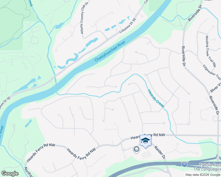 map of restaurants, bars, coffee shops, grocery stores, and more near 80 Mountain Creek Trce Northwest in Atlanta