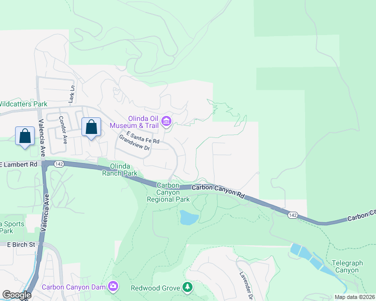 map of restaurants, bars, coffee shops, grocery stores, and more near 452 Tangerine Place in Brea