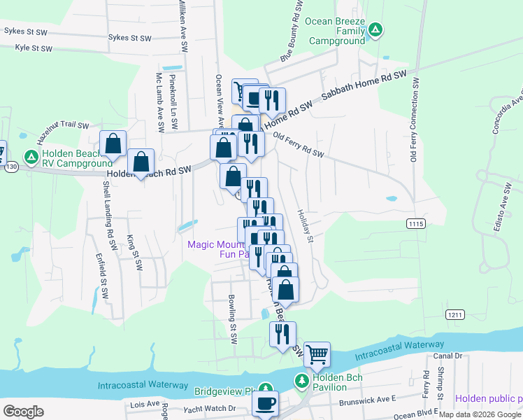 map of restaurants, bars, coffee shops, grocery stores, and more near 2949-3003 Fulford Avenue Southwest in Supply
