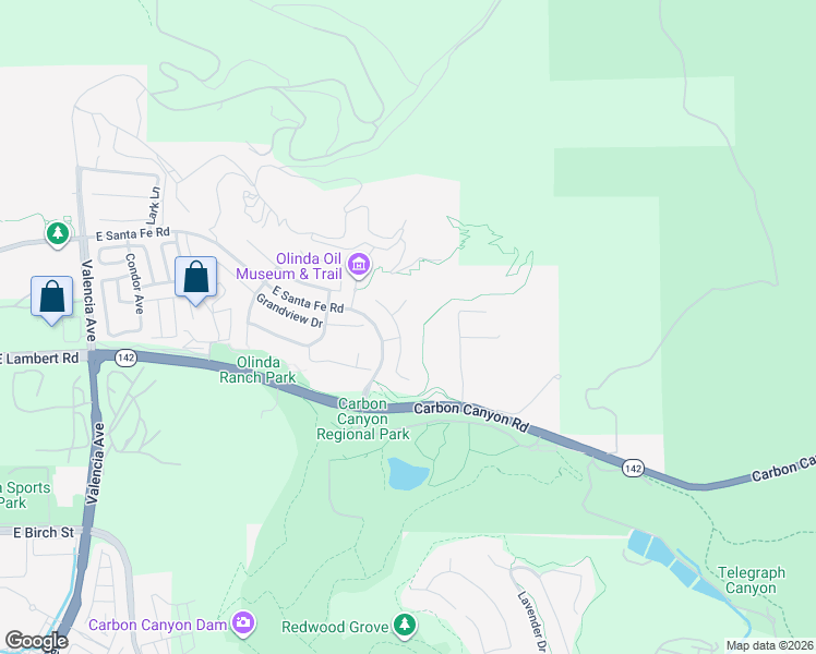 map of restaurants, bars, coffee shops, grocery stores, and more near 440 Tangerine Place in Brea