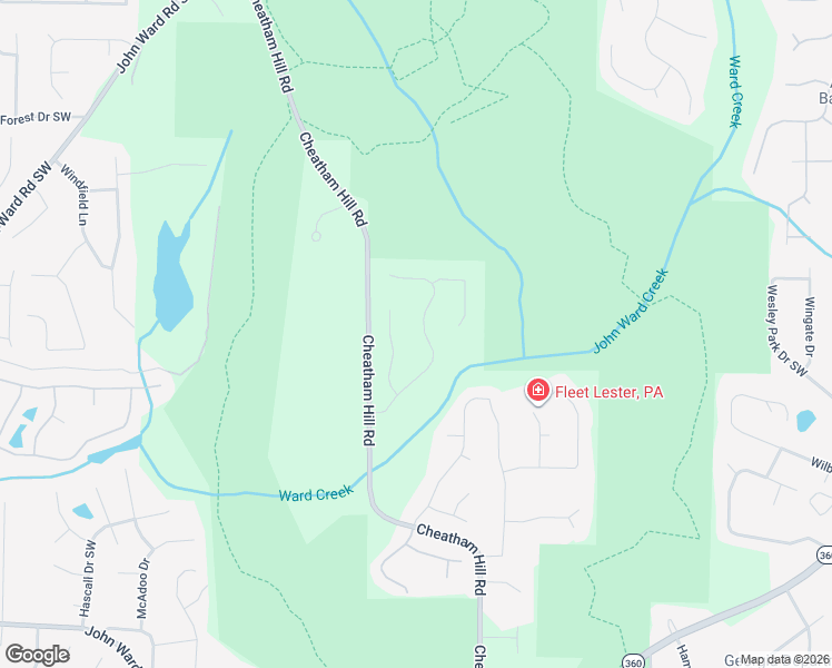 map of restaurants, bars, coffee shops, grocery stores, and more near 1172 Ward Creek Drive Southwest in Marietta