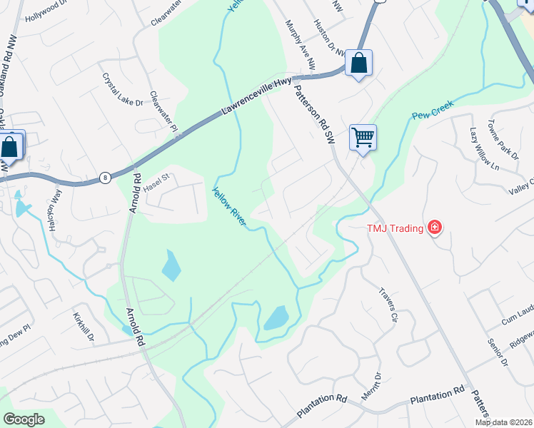 map of restaurants, bars, coffee shops, grocery stores, and more near 75 Holdings Drive in Lawrenceville