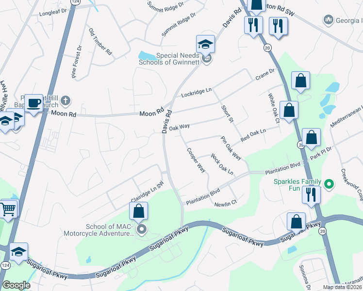 map of restaurants, bars, coffee shops, grocery stores, and more near 843 Cooper Way in Lawrenceville