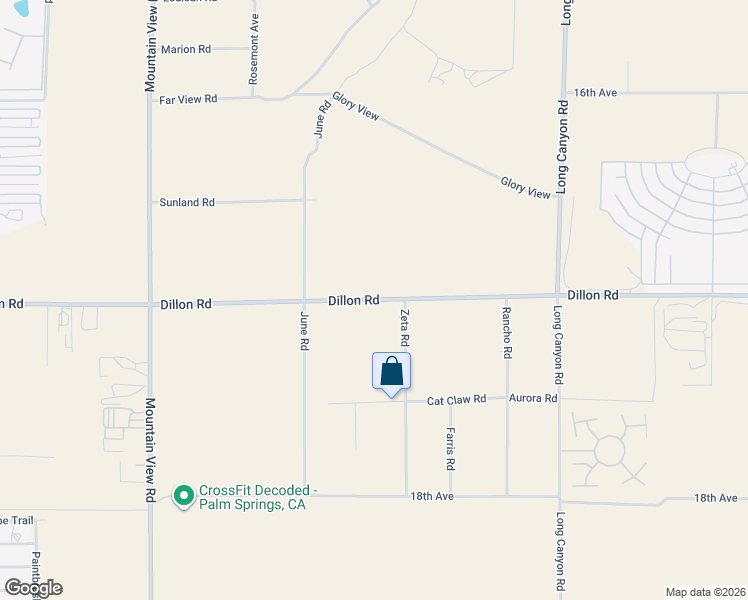 map of restaurants, bars, coffee shops, grocery stores, and more near 68656 Dillon Road in Desert Hot Springs