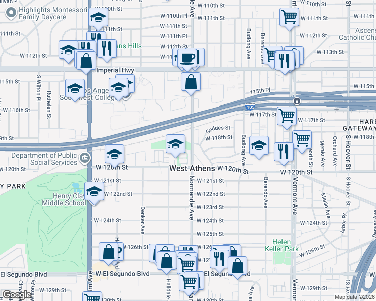map of restaurants, bars, coffee shops, grocery stores, and more near 11803 Raymond Avenue in Los Angeles