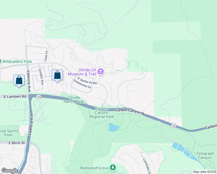 map of restaurants, bars, coffee shops, grocery stores, and more near 452 Tangerine Place in Brea