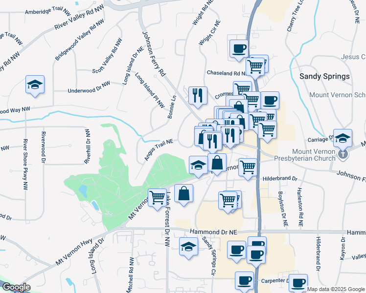 map of restaurants, bars, coffee shops, grocery stores, and more near in Atlanta