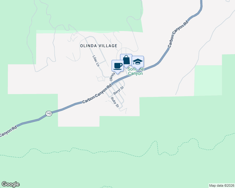 map of restaurants, bars, coffee shops, grocery stores, and more near 39 Jasper Street in Brea