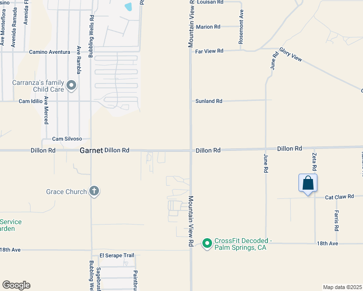map of restaurants, bars, coffee shops, grocery stores, and more near Dillon Road in Riverside County