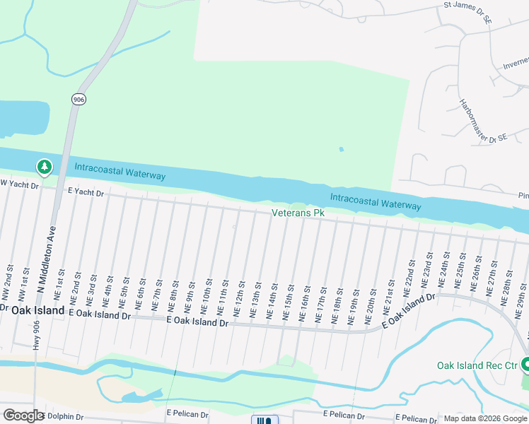 map of restaurants, bars, coffee shops, grocery stores, and more near 1208 East Yacht Drive in Oak Island