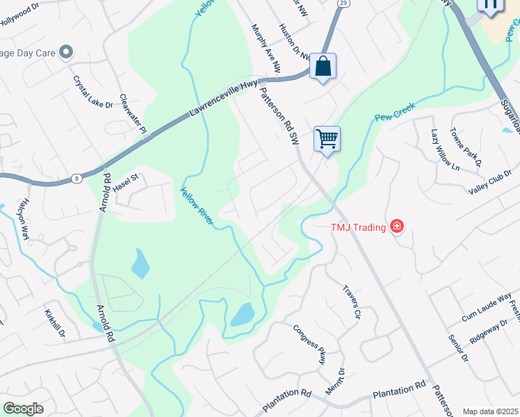 map of restaurants, bars, coffee shops, grocery stores, and more near 1979 Patterson Circle in Lawrenceville