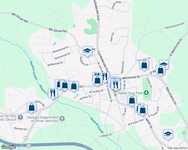 map of restaurants, bars, coffee shops, grocery stores, and more near 132 Butler Place in Dallas