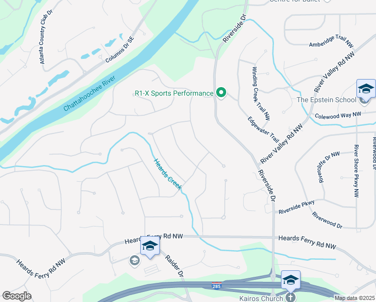 map of restaurants, bars, coffee shops, grocery stores, and more near 6235 Weatherly Drive Northwest in Atlanta