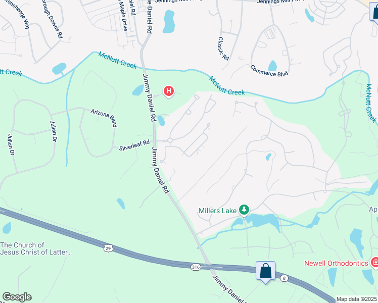 map of restaurants, bars, coffee shops, grocery stores, and more near 3779 Orchard Circle in Bogart