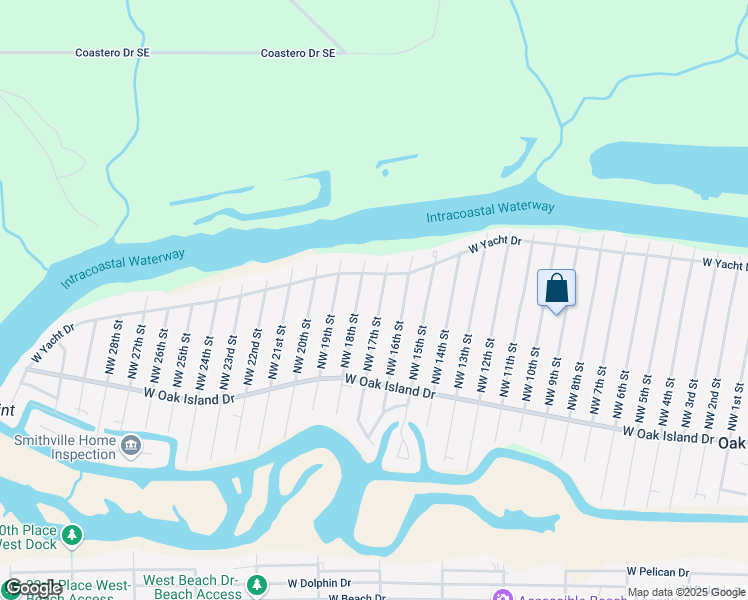 map of restaurants, bars, coffee shops, grocery stores, and more near 131 Northwest 17th Street in Oak Island