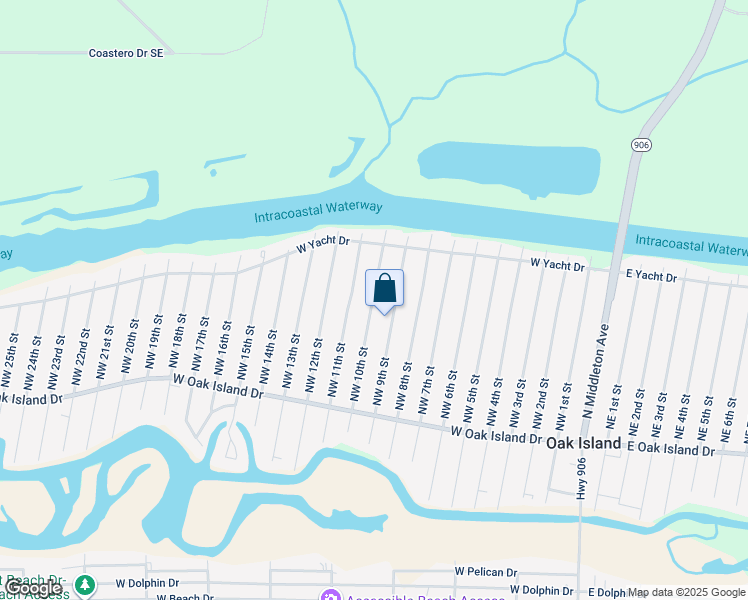 map of restaurants, bars, coffee shops, grocery stores, and more near 150 Northwest 10th Street in Oak Island