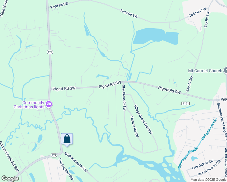map of restaurants, bars, coffee shops, grocery stores, and more near 1231 Rock Crab Way Southwest in Shallotte