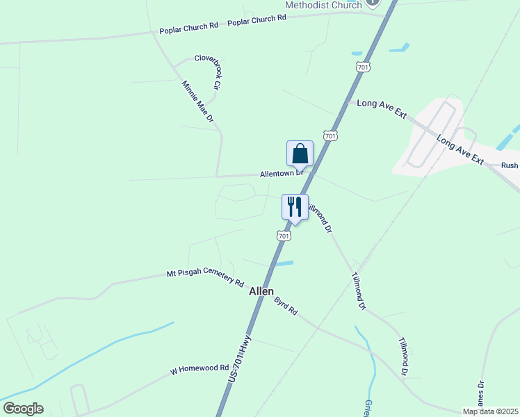 map of restaurants, bars, coffee shops, grocery stores, and more near 371 Cherry Buck Trail in Conway