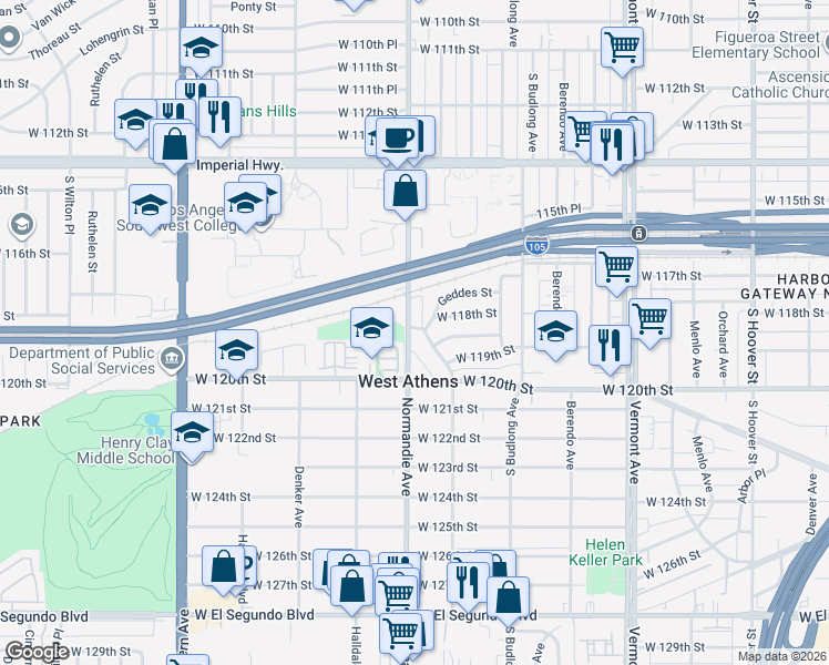 map of restaurants, bars, coffee shops, grocery stores, and more near 11803 Raymond Avenue in Los Angeles