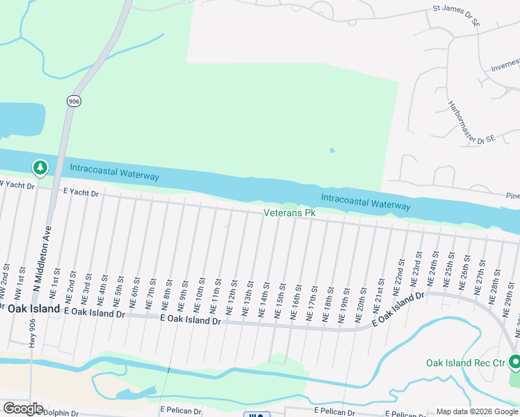 map of restaurants, bars, coffee shops, grocery stores, and more near 1208 East Yacht Drive in Oak Island