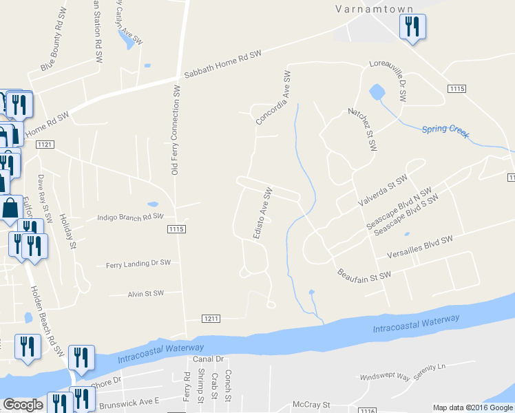map of restaurants, bars, coffee shops, grocery stores, and more near 3544 Edisto Avenue Southwest in Supply