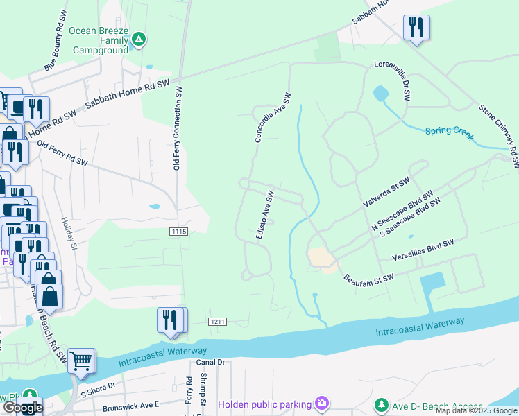 map of restaurants, bars, coffee shops, grocery stores, and more near 3544 Edisto Avenue Southwest in Supply