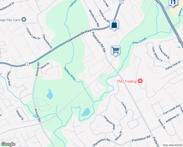 map of restaurants, bars, coffee shops, grocery stores, and more near 1967 Patterson Circle in Lawrenceville