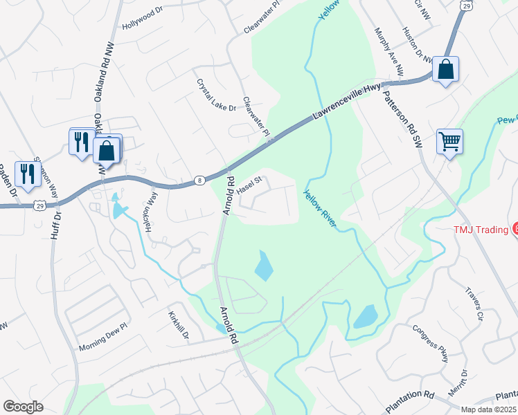 map of restaurants, bars, coffee shops, grocery stores, and more near 81 Meeting Place Road in Lawrenceville