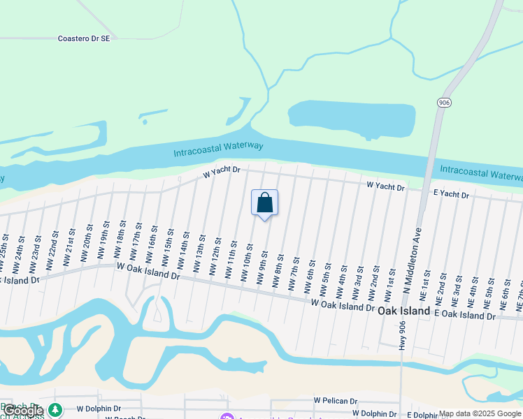 map of restaurants, bars, coffee shops, grocery stores, and more near 150 Northwest 10th Street in Oak Island
