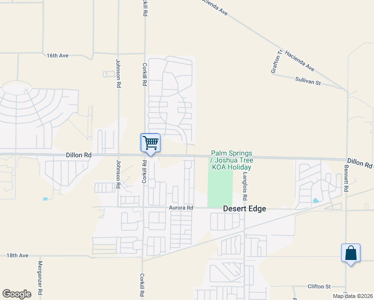 map of restaurants, bars, coffee shops, grocery stores, and more near 70200 Dillon Road in Desert Hot Springs