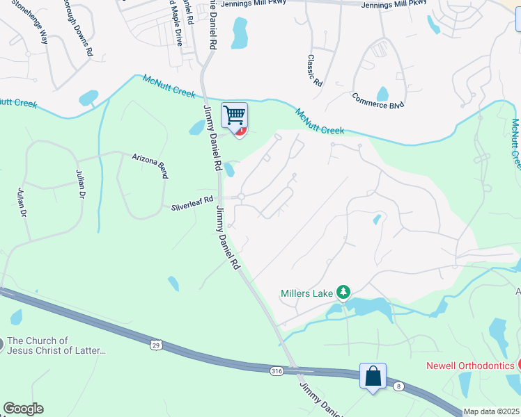 map of restaurants, bars, coffee shops, grocery stores, and more near 3779 Orchard Circle in Bogart