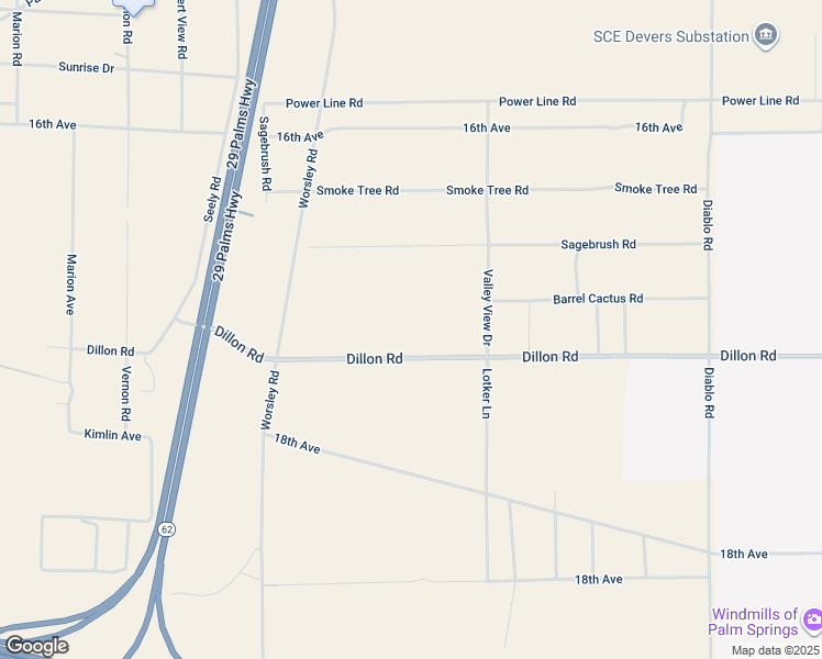 map of restaurants, bars, coffee shops, grocery stores, and more near Dillon Road in NO PALM SPRINGS