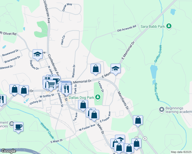 map of restaurants, bars, coffee shops, grocery stores, and more near 216 East Memorial Drive in Dallas