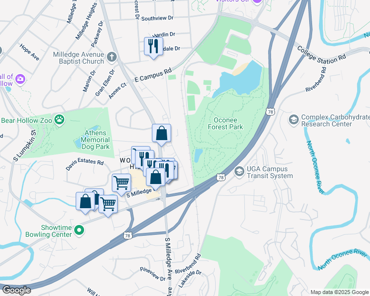map of restaurants, bars, coffee shops, grocery stores, and more near in Athens