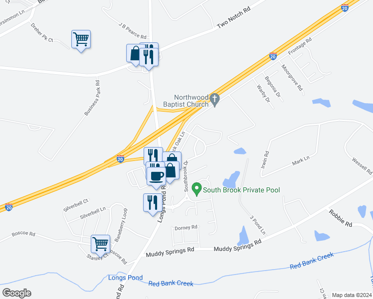 map of restaurants, bars, coffee shops, grocery stores, and more near 125 Whitton Court in Lexington