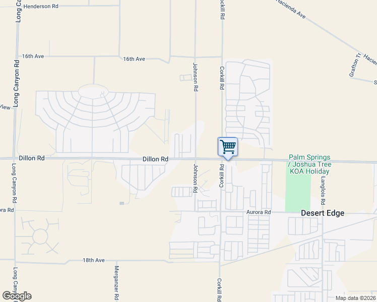 map of restaurants, bars, coffee shops, grocery stores, and more near 69955 Dillon Road in Desert Hot Springs