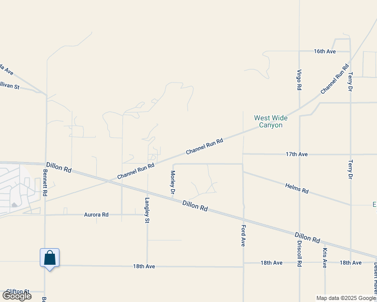 map of restaurants, bars, coffee shops, grocery stores, and more near 71650 Channel Run Road in Desert Hot Springs