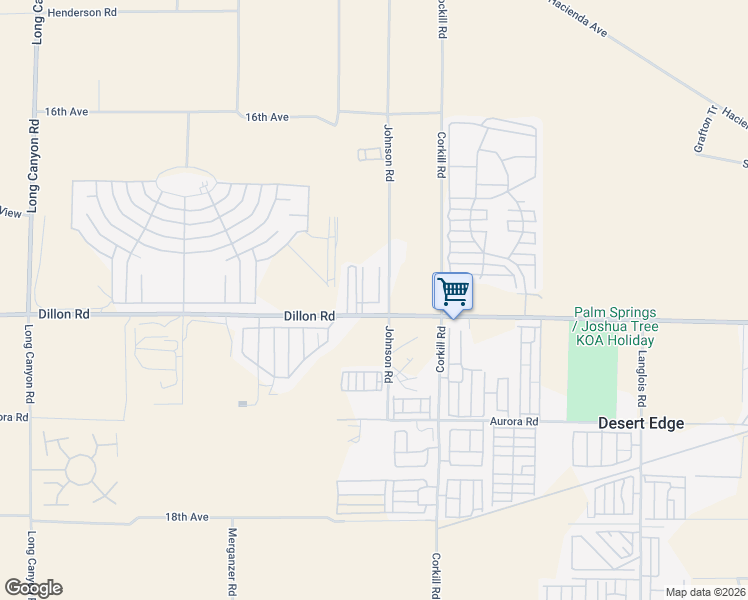 map of restaurants, bars, coffee shops, grocery stores, and more near 69955 Dillon Road in Desert Hot Springs