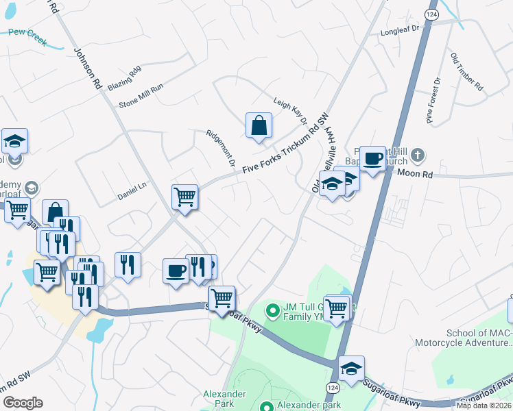 map of restaurants, bars, coffee shops, grocery stores, and more near 903 Townsquare Court in Lawrenceville
